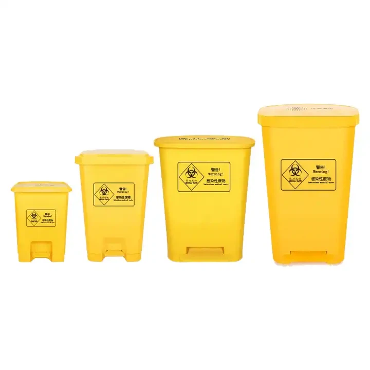 Medical Waste Pedal Trash Plastic Trash Can With Pedal 15L 30L 50L Foot Pedal Trash Can