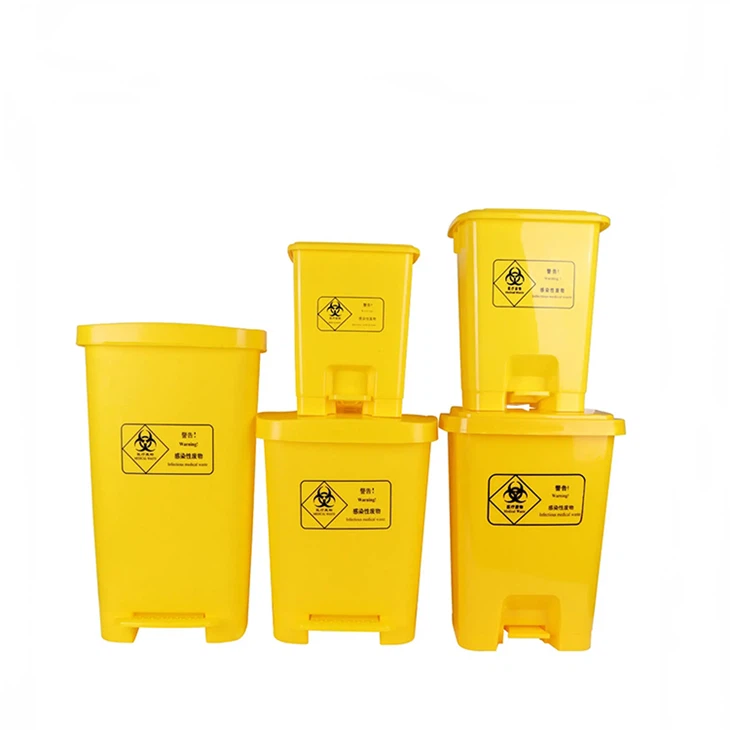 Medical Waste Pedal Trash Plastic Trash Can With Pedal 15L 30L 50L Foot Pedal Trash Can